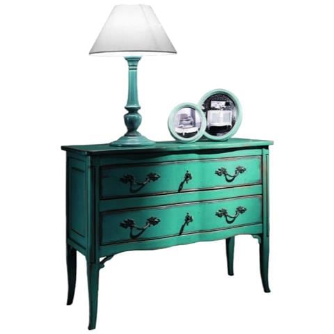 Cassettiera 2 Cassetti Legno Verde Shabby Chic 92x44x79 - Foto 1