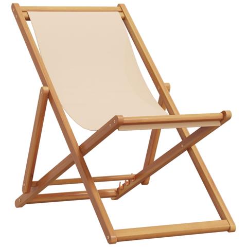 Sedie Da Spiaggia Pieghevoli 2 Pz Beige In Tessuto E Legno - Foto 3