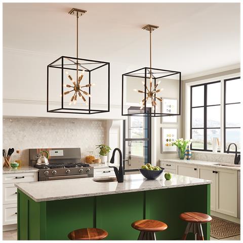 Lampadario Industrial Nordico Aros Acciaio Nero Ottone 12 Luci E14 - Foto 5