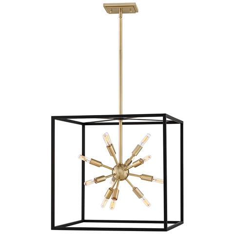 Lampadario Industrial Nordico Aros Acciaio Nero Ottone 12 Luci E14 - Foto 1