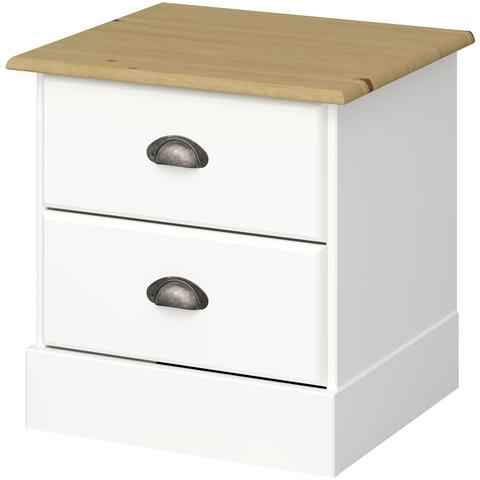 Lorca Comodino Con 2 Cassetti In Mdf Bianco E Natura - Foto 1