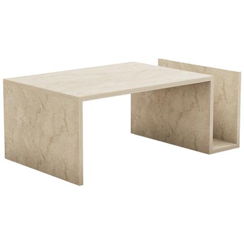 Melmo Tavolino Da Caffè In Legno Effetto Pietra Con Porta Riviste - Foto 6