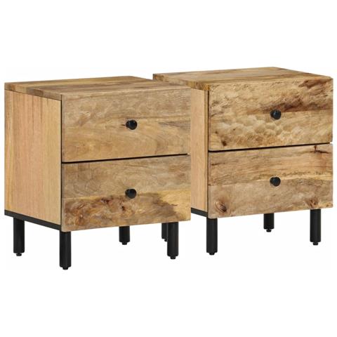Comodini 2pz 40x33x46 Cm In Legno Massello Di Mango - Foto 1