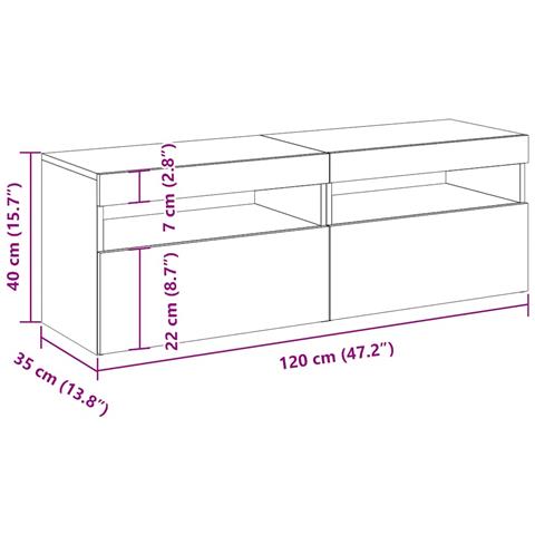 Mobili Porta TV con LED 2 pz Legno Antico in Legno Multistrato - Foto 2
