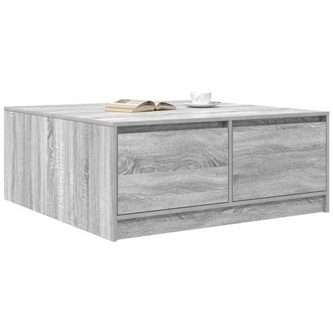 Tavolino da Salotto con Cassetti Grigio Sonoma 100x100x40 cm - Foto 9