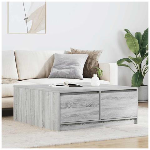 Tavolino da Salotto con Cassetti Grigio Sonoma 100x100x40 cm - Foto 1