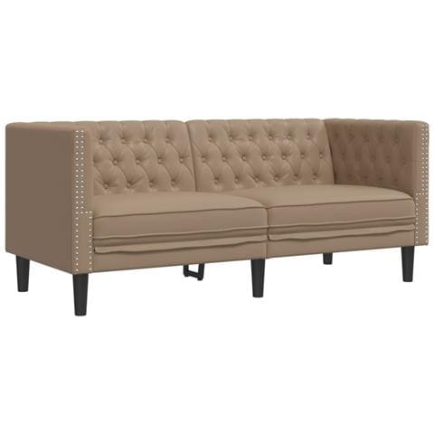 Poltrona Chesterfield A 2 Posti Cappuccino In Similpelle - Foto 2