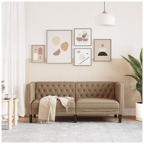 Poltrona Chesterfield A 2 Posti Cappuccino In Similpelle - Foto 3