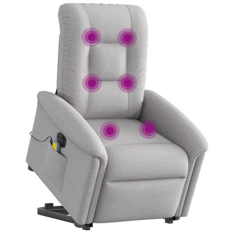 Poltrona Alzapersona Massaggi Elettrica Grigio Nuvola Tessuto - Foto 2