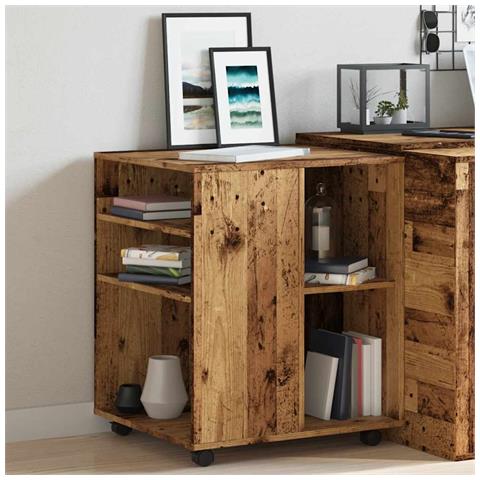 Armadietto Con Ruote Legno Antico 60x53x72cm In Truciolato - Foto 2