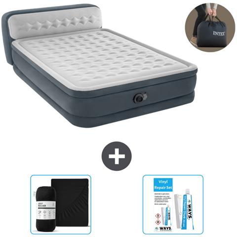 Set Materassino Gonfiabile - 236x152x86 Cm - Grigio - Include Accessori Coordinati Cb18 - Foto 1