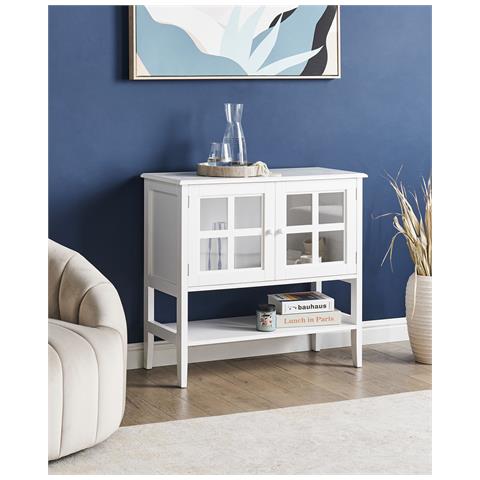 Credenza Espositiva In Vetro Con Ripiano Inlet 80 Cm Bianco - Foto 1