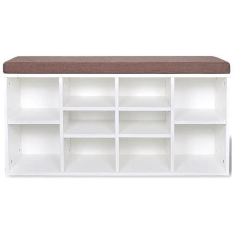 Panchina Con Scarpiera Con 10 Scomparti Bianca - Foto 2