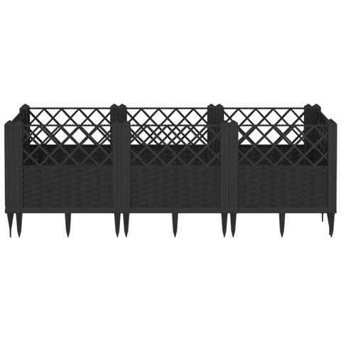 Lusso Casadino - Fioriera Da Giardino Con Picchetti Nera 123,5x43,5x43,5 Cm Pp - Foto 2