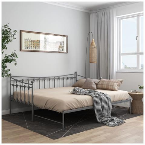 Lusso Casadino -  Telaio Divano Letto Estraibile Grigio In Metallo 90x200 Cm - Foto 8