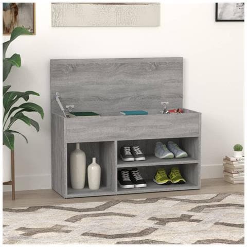 Lusso Casadino - Scarpiera Grigio Sonoma 80x30x45 Cm In Legno Multistrato - Foto 8