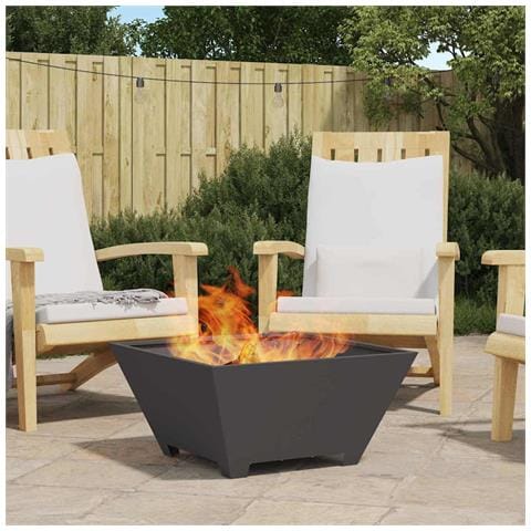 Braciere Quadrato Nero 60x60x30 cm Acciaio - Foto 2