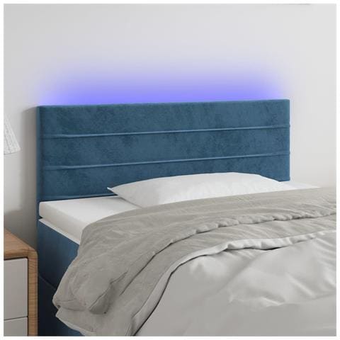 Testiera a LED Blu scuro 90x5x78/88 cm in Tessuto - Foto 2