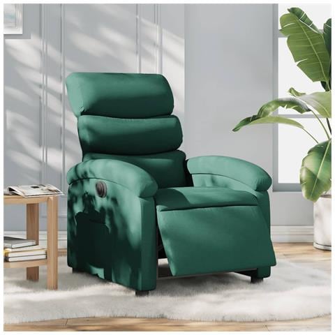 Poltrona Elettrica Reclinabile Verde Scuro in Tessuto - Foto 2