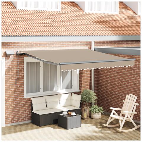 Tenda retrattile manuale  con LED Beige 350x250 cm, Tessuto di ricambio per tenda  per telaio 3.5x2.5 m Beige - Foto 2