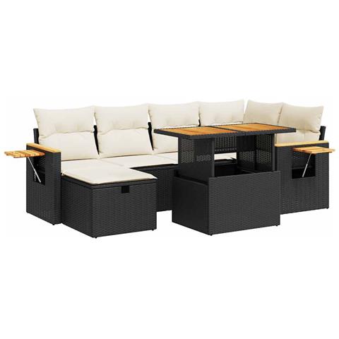 Set Divani da Giardino con Cuscini 8 pz Nero in Polyrattan - Foto 1