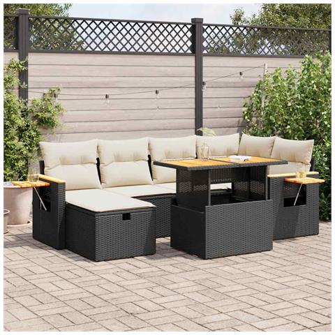 Set Divani da Giardino con Cuscini 8 pz Nero in Polyrattan - Foto 2