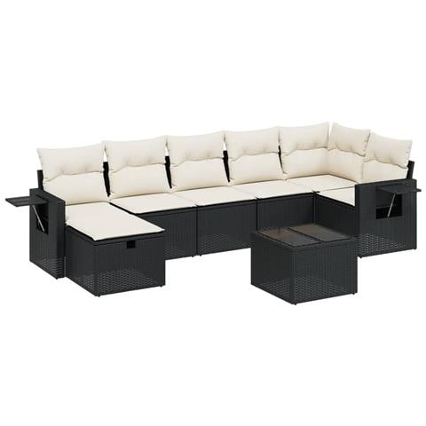 Set Divani da Giardino con Cuscini 8 pz Nero in Polyrattan - Foto 1