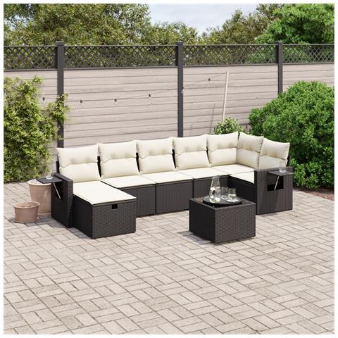 Set Divani da Giardino con Cuscini 8 pz Nero in Polyrattan - Foto 2