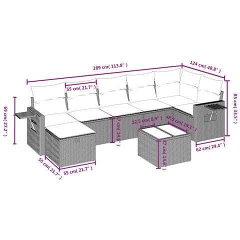 Set Divani da Giardino con Cuscini 8 pz Nero in Polyrattan - Foto 4