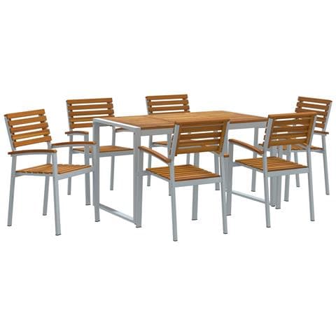Set da Pranzo da Giardino in Legno Solido di Acacia e Metallo - Foto 1