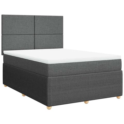 Giroletto a Molle con Materasso Grigio Scuro 160x200 cm Tessuto - Foto 1