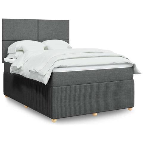Giroletto a Molle con Materasso Grigio Scuro 160x200 cm Tessuto - Foto 2
