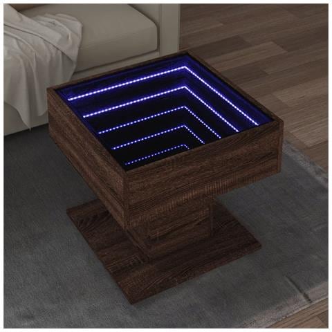 Tavolino Salotto con LED Rovere Marrone 50x50x45 cm Multistrato - Foto 2