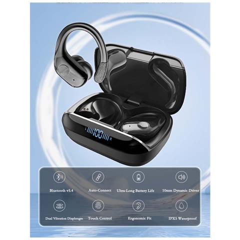 Auricolari Wireless Sportivi Con Cancellazione Del Rumore E Gancio - 45 Ore Di Riproduzione, Bluetooth 5.4 - Foto 3