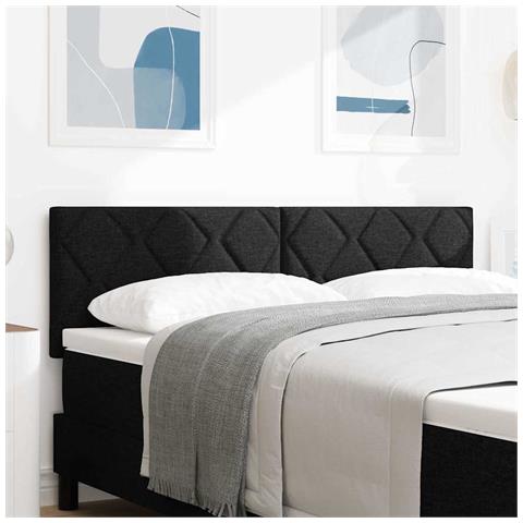 Testiera con luci a strisce a LED Nero 160 cm Tessuto - Foto 2