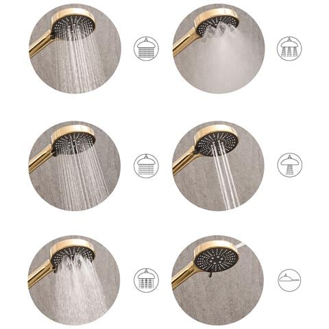 Kit Doccia Con Soffione E Flessibile Mapiri 6 Funzioni Oro - Foto 2