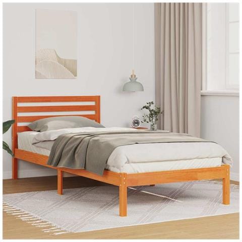 Struttura del letto con testiera Cera marrone 80 x 210 cm - Foto 2