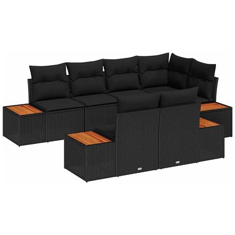Set Divano da Giardino 7 pcs Nero 264 x 154 x 85 cm Poly Rattan - Foto 1