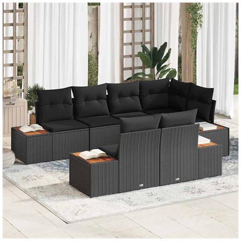 Set Divano da Giardino 7 pcs Nero 264 x 154 x 85 cm Poly Rattan - Foto 2