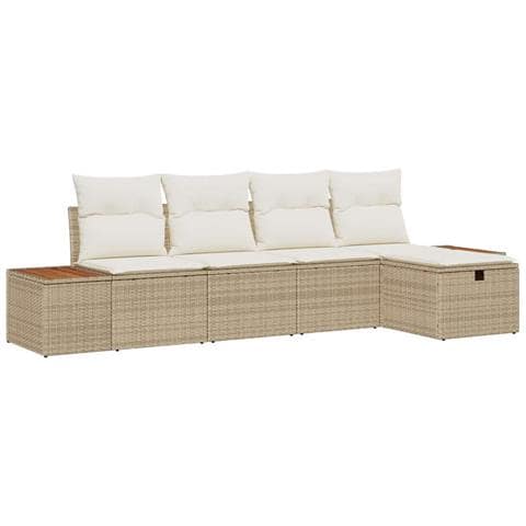 Set Divano da Giardino 5 pcs Beige 55 x 62 x 69 cm Poly Rattan - Foto 1