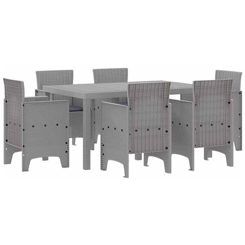 Set da Pranzo per Giardino 7 pcs Grigio chiaro Rattan Polt - Foto 1