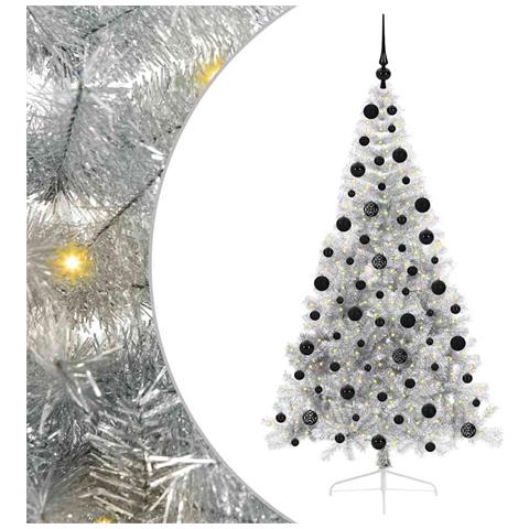 Albero di Natale artificiale con luci integrate Argento 210 cm - Foto 1