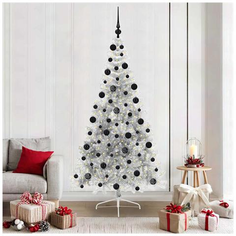 Albero di Natale artificiale con luci integrate Argento 210 cm - Foto 2