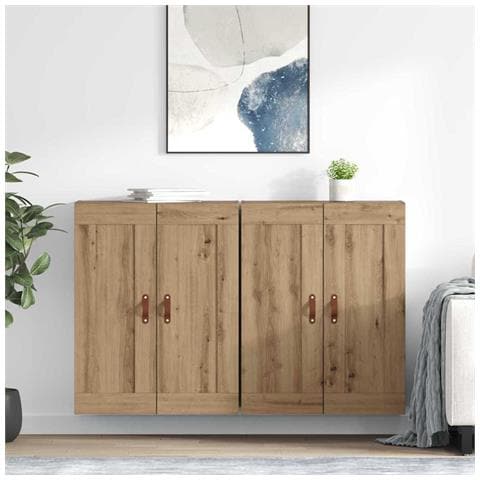 Mobile a muro 2 pcs Rovere artigianale 69,5 x 34 x 90 cm - Foto 2