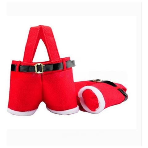 Sacchetto Regalo A Forma Di Pantaloncini Di Babbo Natale - Borsa Festiva In Tessuto Non Tessuto Per Dolci E Bottiglie Di Vino L - Foto 1