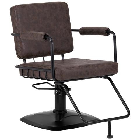 poltrona parrucchiere Katania Loft pelle vecchia marrone scuro - Foto 1
