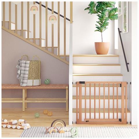 Bettacare Cancelletto Elegance In Legno, Naturale, 87cm - 95cm, Cancelletto Di Sicurezza A Pressione, Passaggio Extra Largo Di 65cm - Foto 2