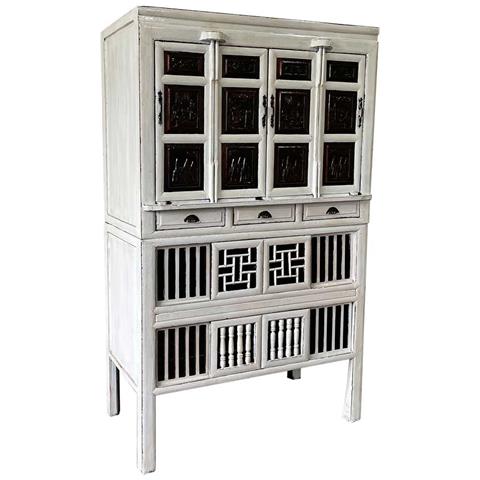 Mobile In Legno Bianco Rifinito A Mano 96x42x175 - Foto 1