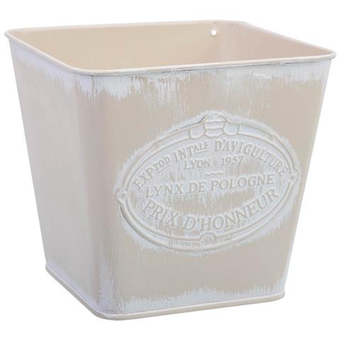 Cestino In Metallo Bianco 14,5x13x10,5 - Foto 1