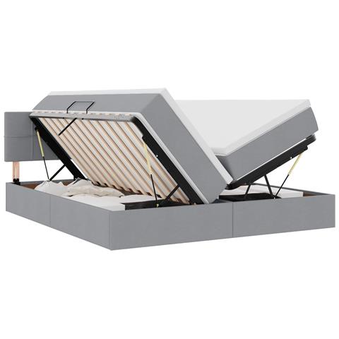 Letto con Contenitore con materasso Grigio chiaro 200 x 200 cm - Foto 1